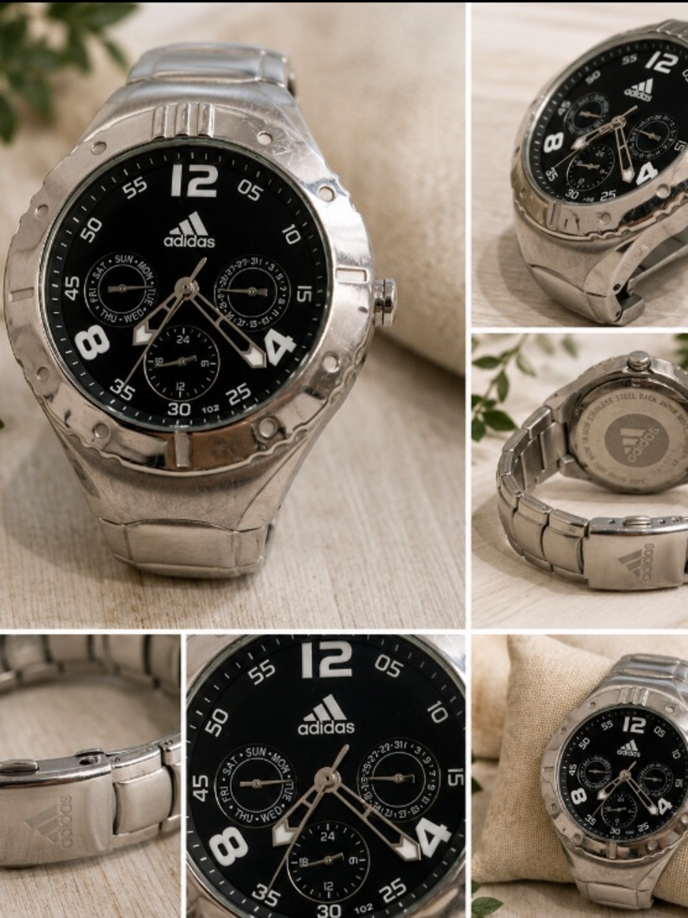 Men’s Adidas Black and Silver Chronograph Watch ( New Battery )